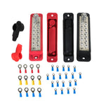 180A 12V DC Black & Red 12 Point Busbar Power Distribution Block Pair