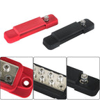 180A 12V DC Black & Red 12 Point Busbar Power Distribution Block Pair