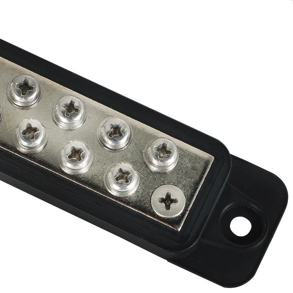 180A 12V DC Black & Red 12 Point Busbar Power Distribution Block Pair