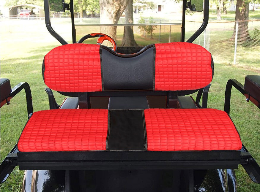 4PCS Red Diamond Stitch Front & Rear Seat Covers for EZGO Medalist TXT 94-13