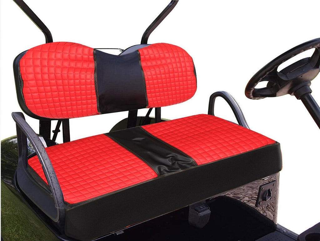 4PCS Red Diamond Stitch Front & Rear Seat Covers for EZGO Medalist TXT 94-13