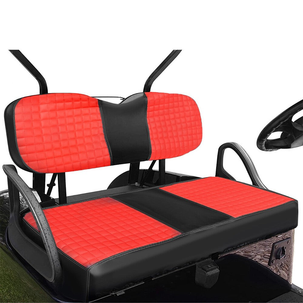 Red Golf Cart Seat Cover Diamond Stitch Front Rear Club Car Precedent 2004+