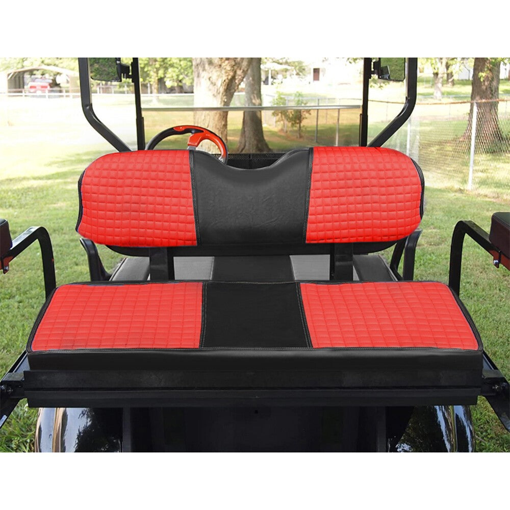 Red Golf Cart Seat Cover Diamond Stitch Front Rear Club Car Precedent 2004+