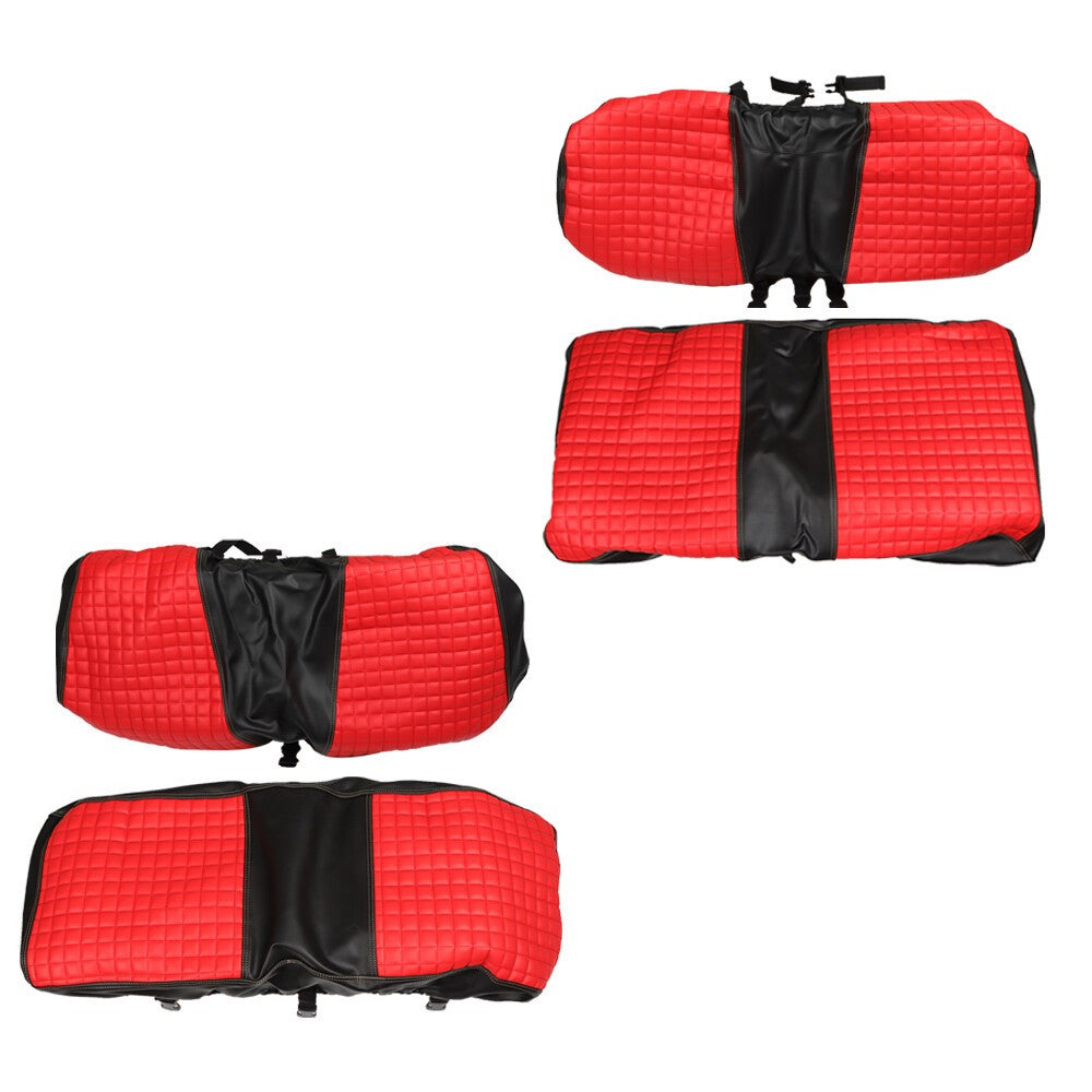 Red Golf Cart Seat Cover Diamond Stitch Front Rear Club Car Precedent 2004+
