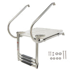 Telescoping 3-Step Stainless Steel Marine Ship Ladder with Platform & 2 Handles