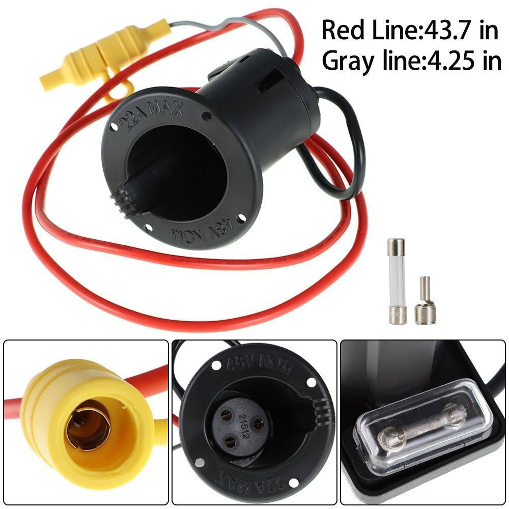 48V DC Charger Receptacle & Fuse Assembly for Club Car DS Golf Cart
