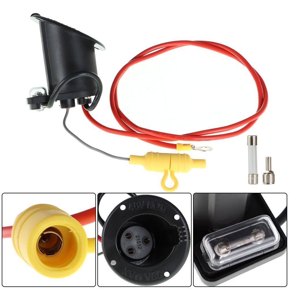 48V DC Charger Receptacle & Fuse Assembly for Club Car DS Golf Cart
