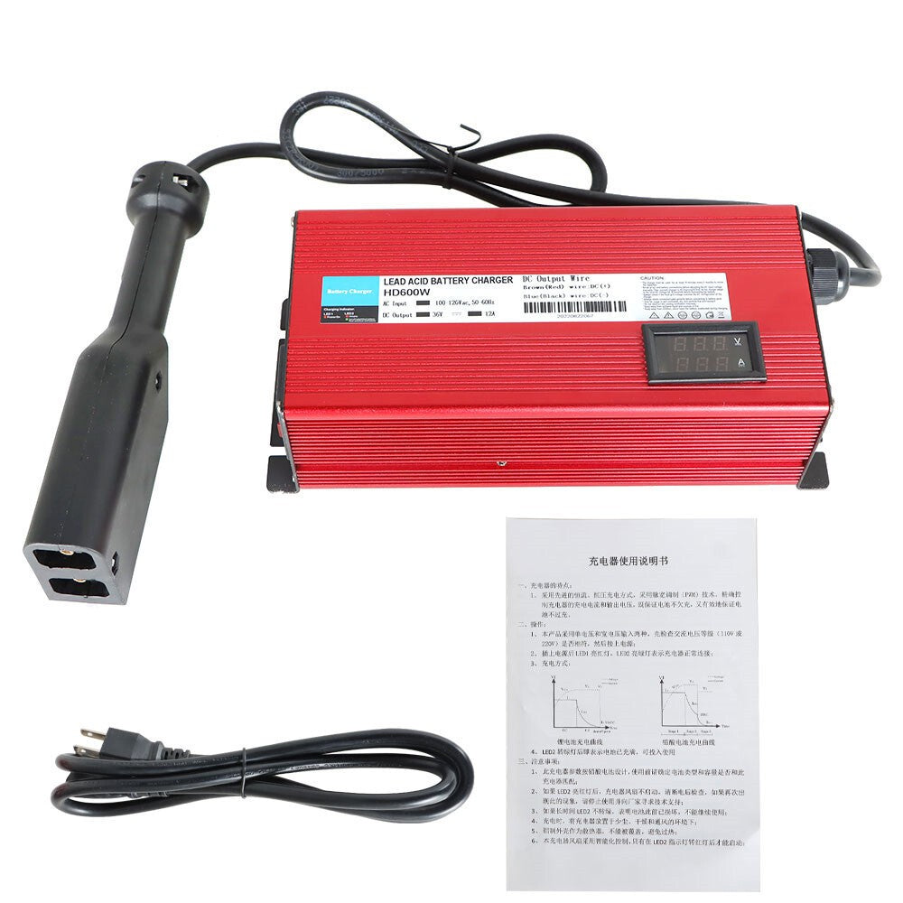 36V 12A Golf Cart Battery Charger for EzGo Club Car TXT D Style Plug