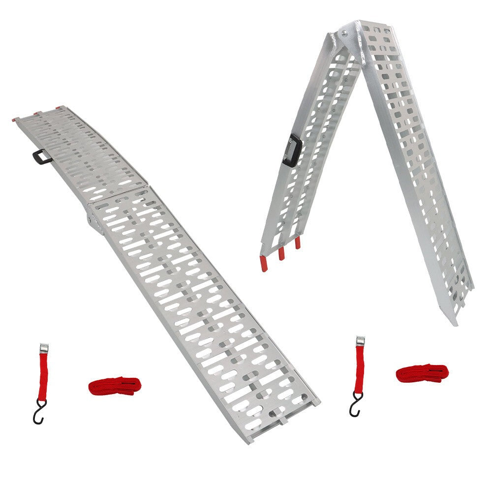 2 Aluminum Arched Loading Ramps for Motorcycle ATV UTV Truck Lawnmower US