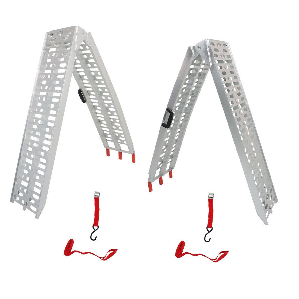 2 Aluminum Arched Loading Ramps for Motorcycle ATV UTV Truck Lawnmower US