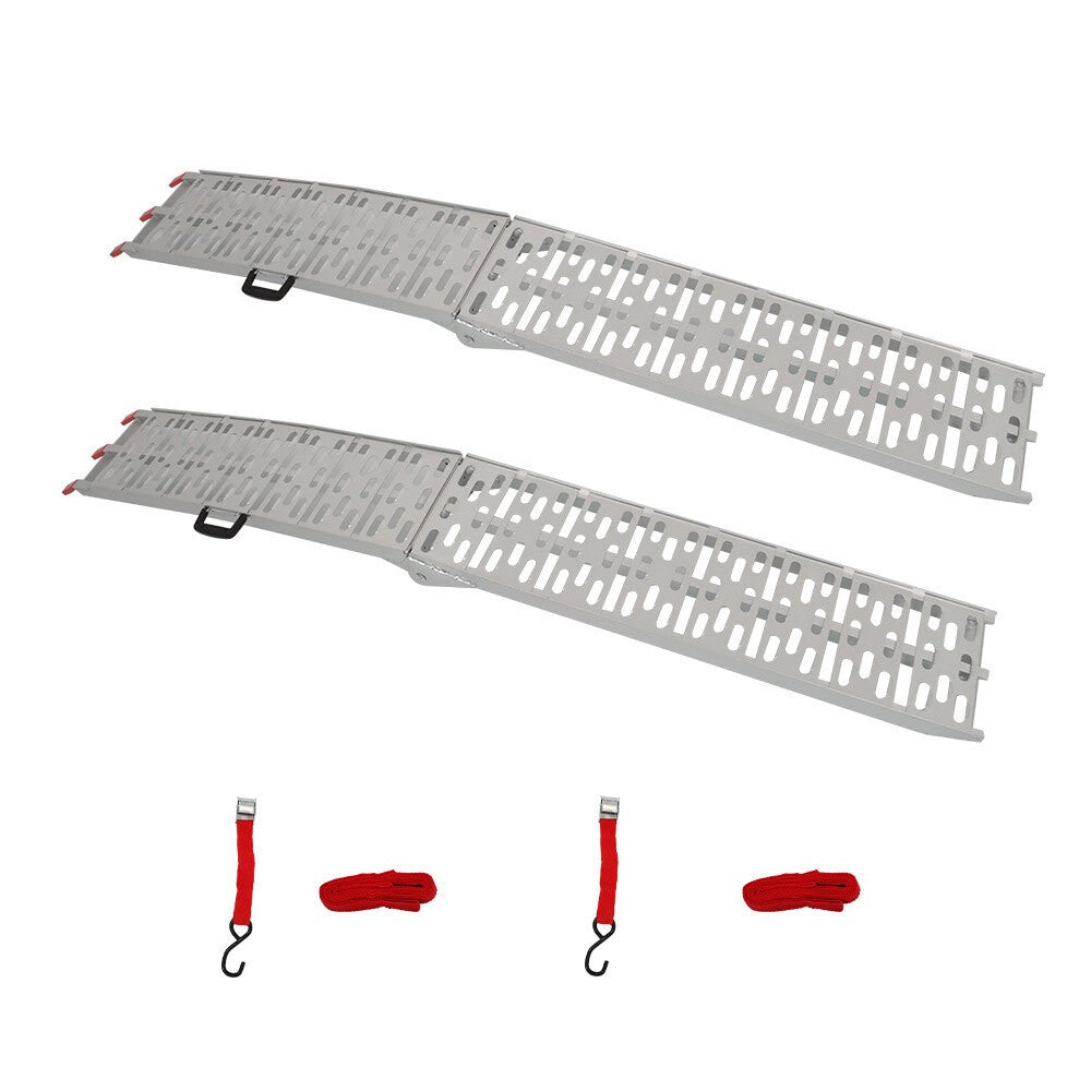 2 Aluminum Arched Loading Ramps for Motorcycle ATV UTV Truck Lawnmower US