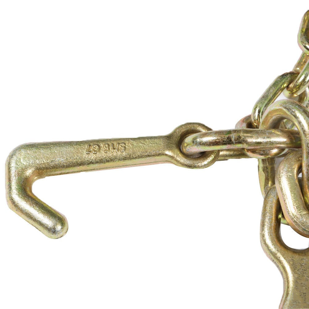 Tow Chain G70 5/16" x 3ft V-Chain w/ 8" Medium J Hooks & Grab T-Hooks