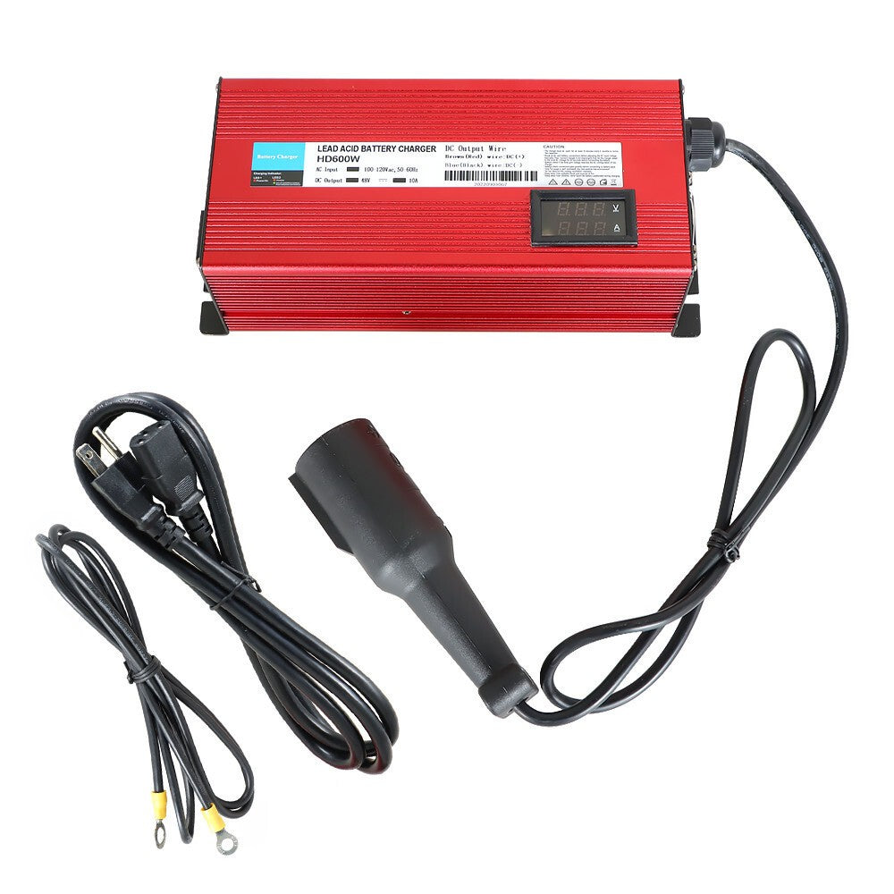 Club Car 48V 10A Golf Cart Battery Charger with Round 3-Pin Plug