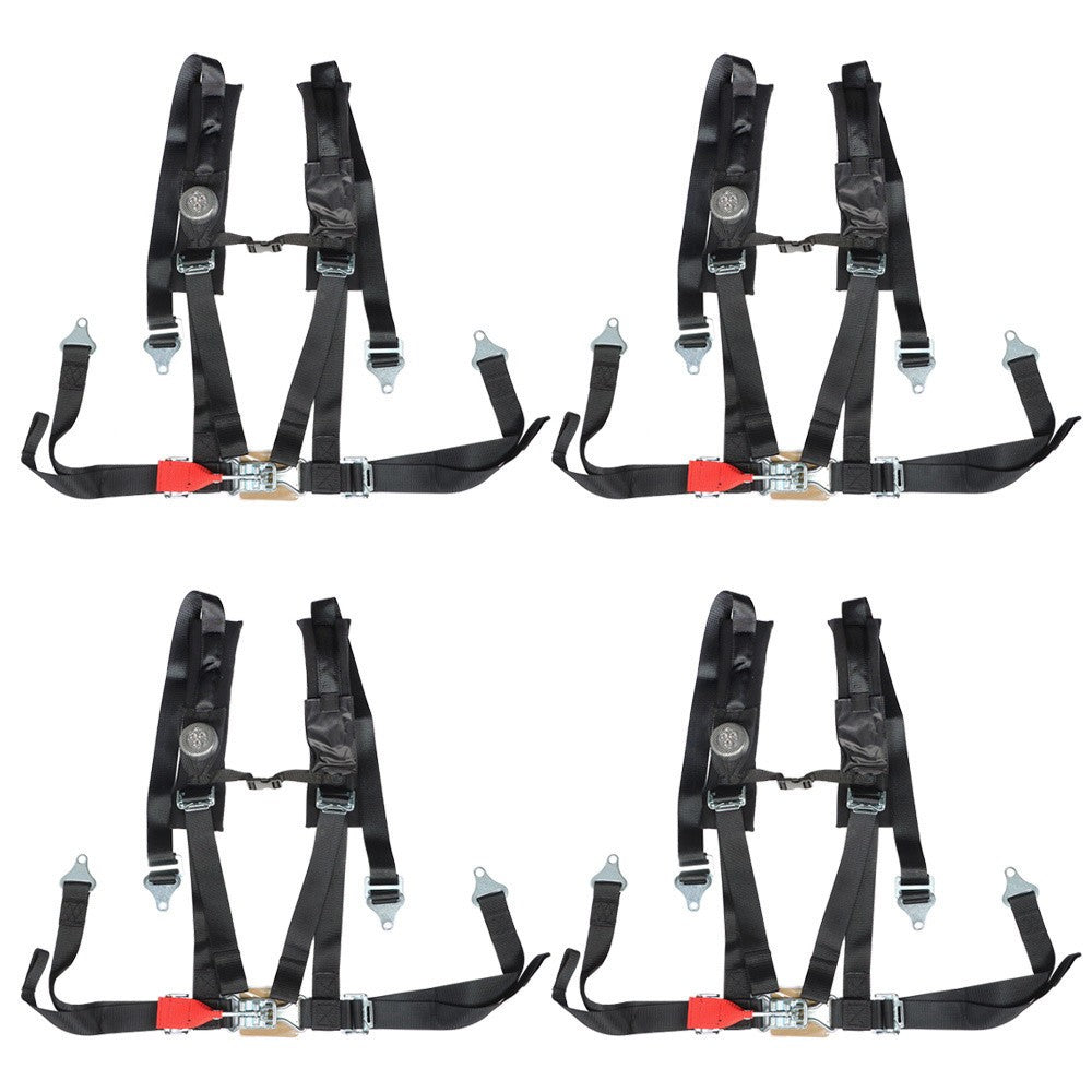 4 Pack 4-Point 2" Padded Seat Belt Harness Black for Polaris RZR XP S 4 1000