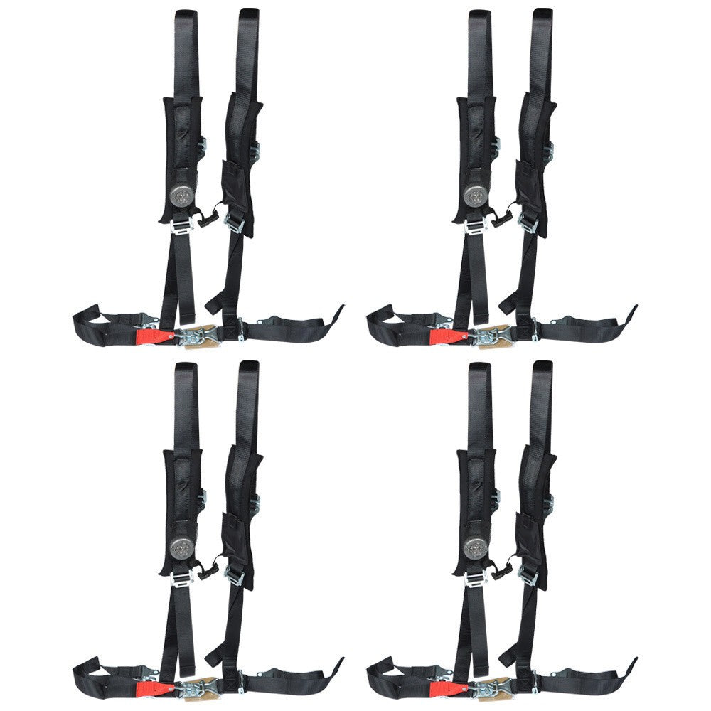 4 Pack 4-Point 2" Padded Seat Belt Harness Black for Polaris RZR XP S 4 1000