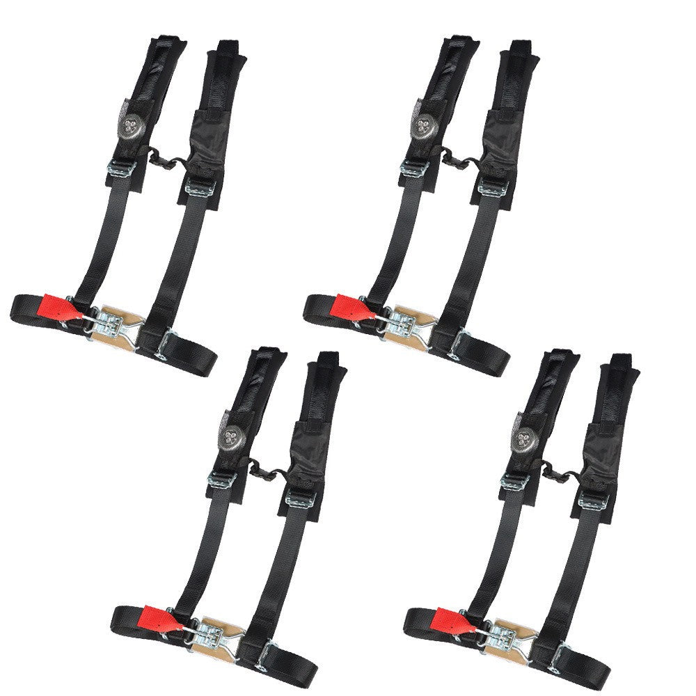 4 Pack 4-Point 2" Padded Seat Belt Harness Black for Polaris RZR XP S 4 1000