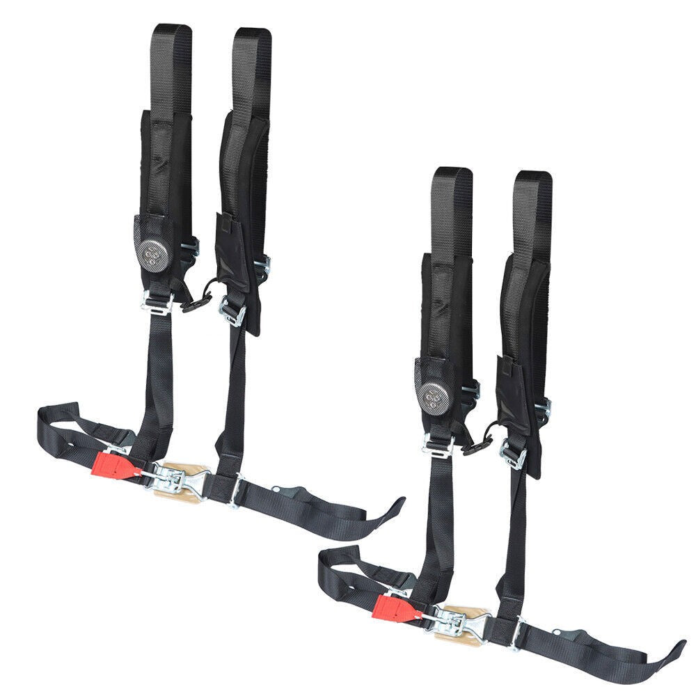 Black 4-Point 2" Padded Seat Belt Harness Pair for Polaris RZR XP S 4 1000