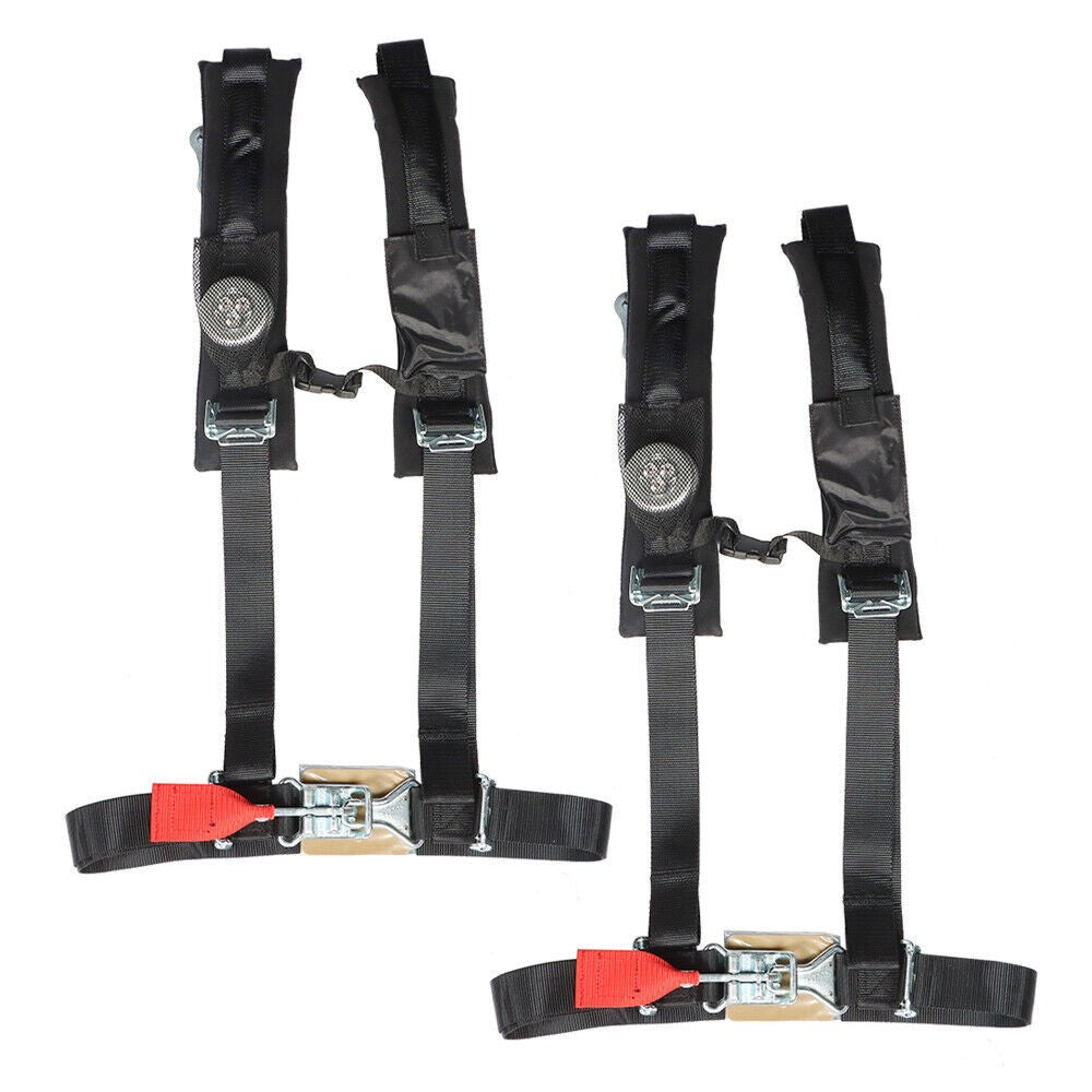 Black 4-Point 2" Padded Seat Belt Harness Pair for Polaris RZR XP S 4 1000