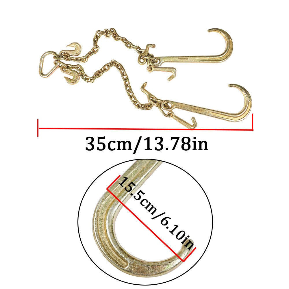 3/8 x 2' V Type Tow Chain J Hook Grab Hook for Tractor Car Wrecker Truck