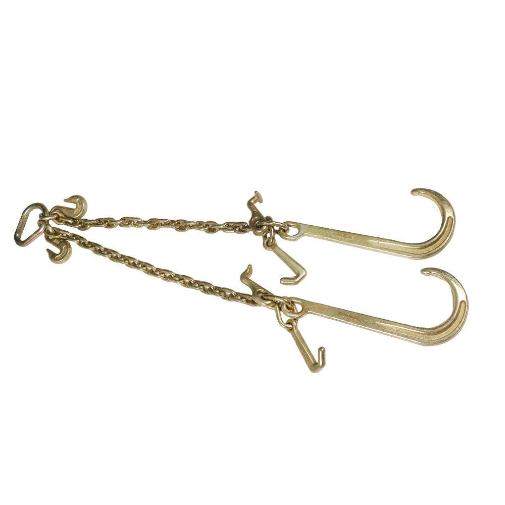 3/8 x 2' V Type Tow Chain J Hook Grab Hook for Tractor Car Wrecker Truck