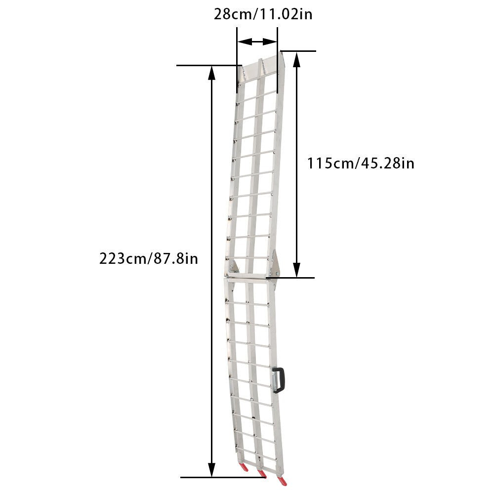 UTV 7.5" Aluminum Folding Loading Ramps 2pcs for Truck Motorcycle Lawn Mower