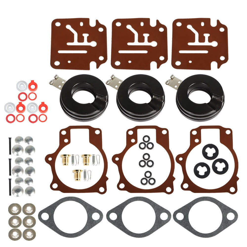 3× Carburetor Rebuild Kit w Float for Johnson Evinrude 65-75 HP New