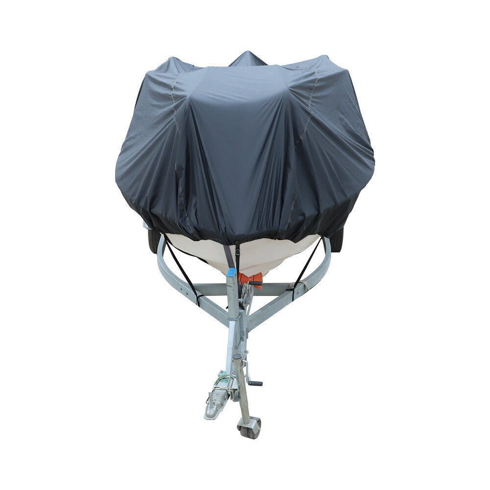 Waterproof 11-13ft Black Boat Cover for V-Hull Runabout Trailerable Boats