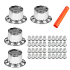 New Rear Chrome Wheel Axle Hub Cover Kit 33MM Nut Covers 4Pcs ABS Plastic