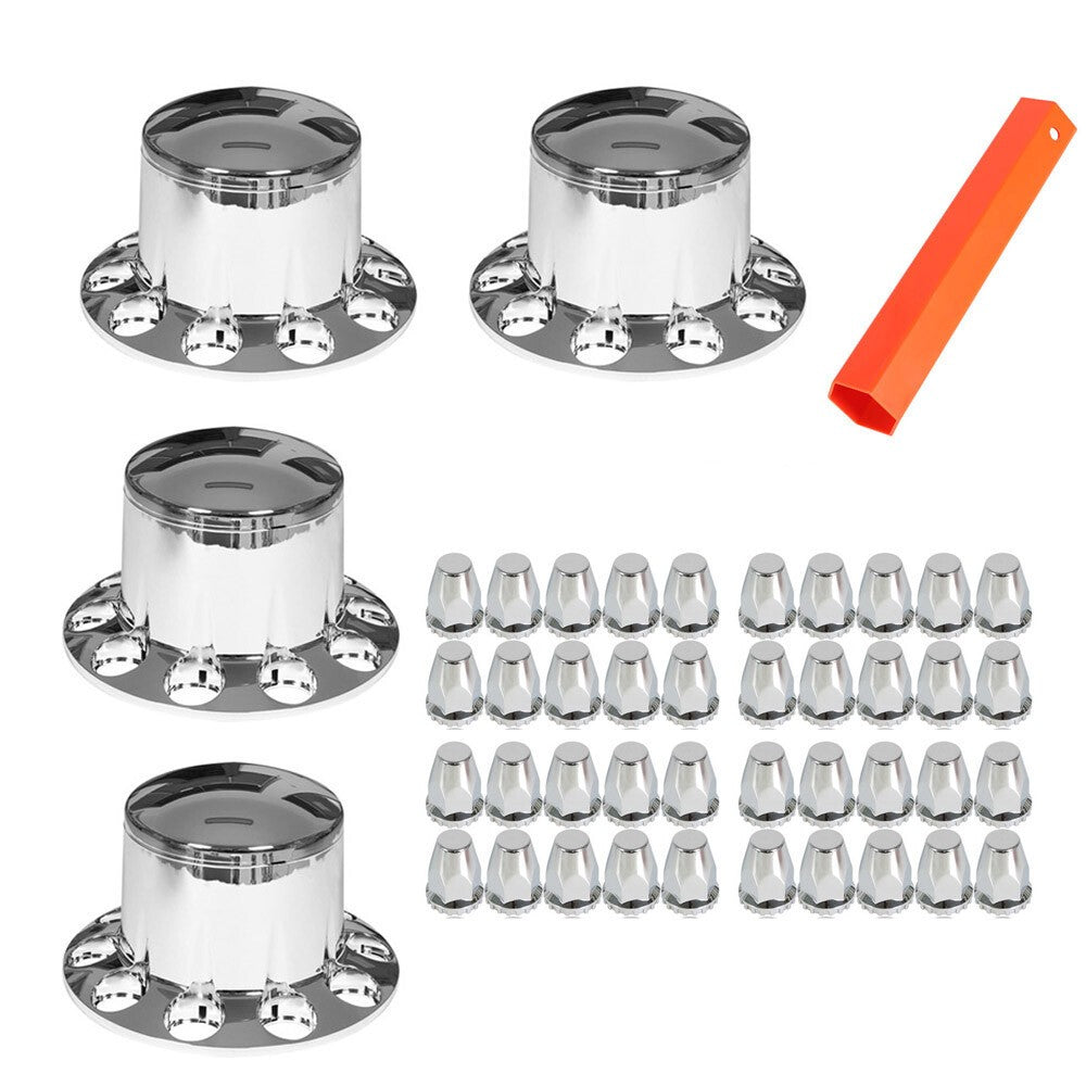 New Rear Chrome Wheel Axle Hub Cover Kit 33MM Nut Covers 4Pcs ABS Plastic
