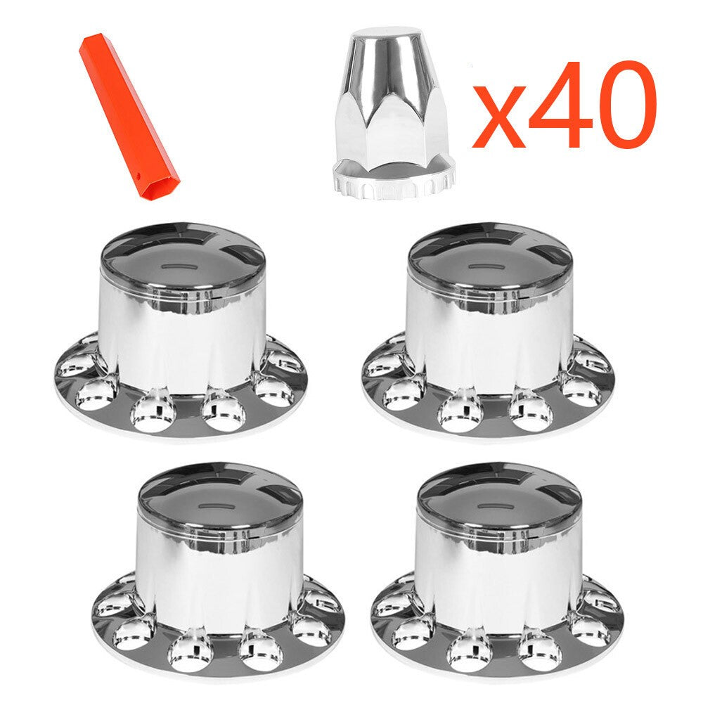 New Rear Chrome Wheel Axle Hub Cover Kit 33MM Nut Covers 4Pcs ABS Plastic