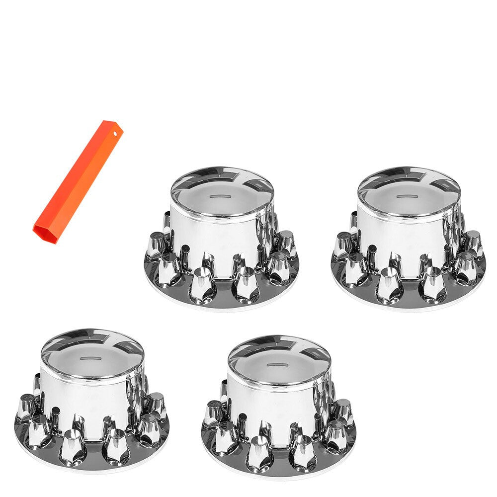 New Rear Chrome Wheel Axle Hub Cover Kit 33MM Nut Covers 4Pcs ABS Plastic