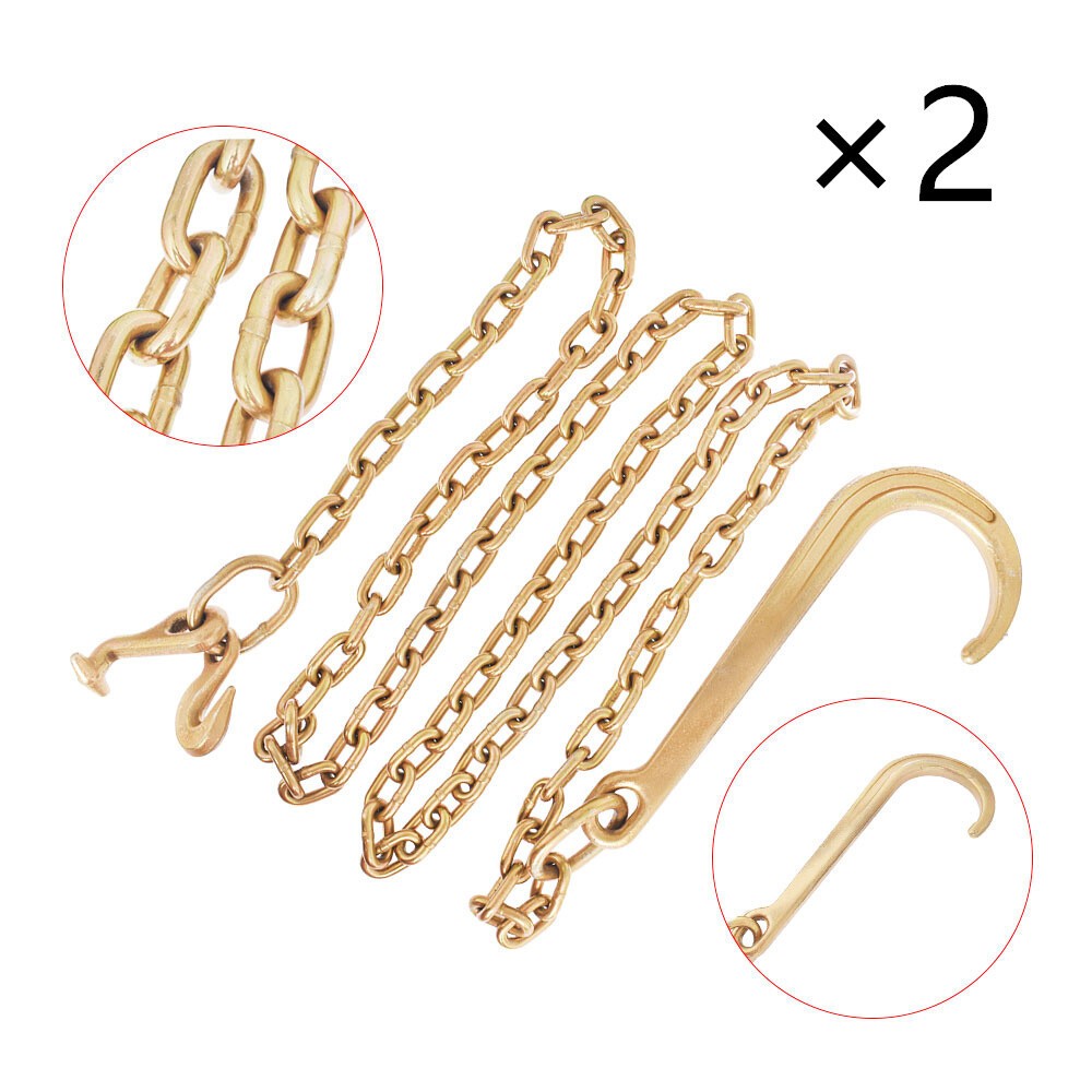 2PCS Grade 70 5/16" x 10' Wrecker Tow Chain Hooks J Hook Long Shank