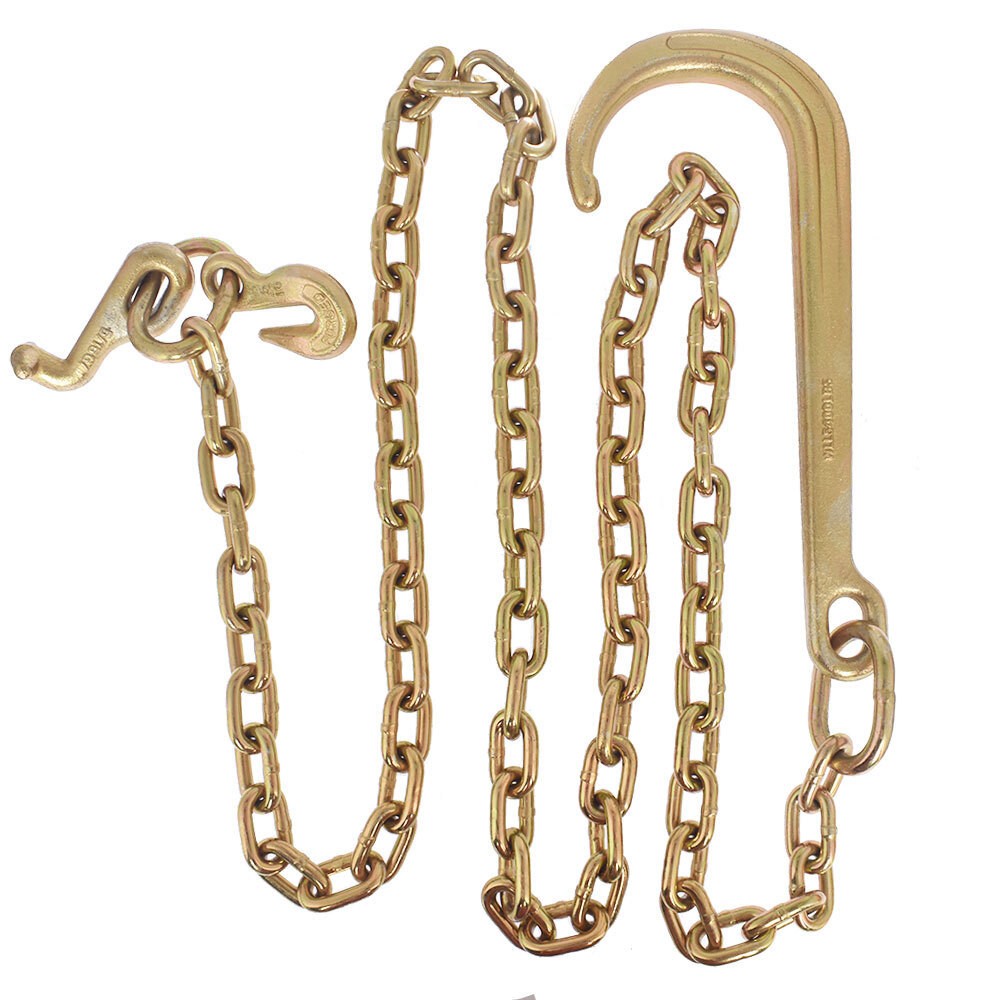 Tow Chain 15" J Hook Mini Grab Hook 5/16 x 8 FT Grade 70 Welded