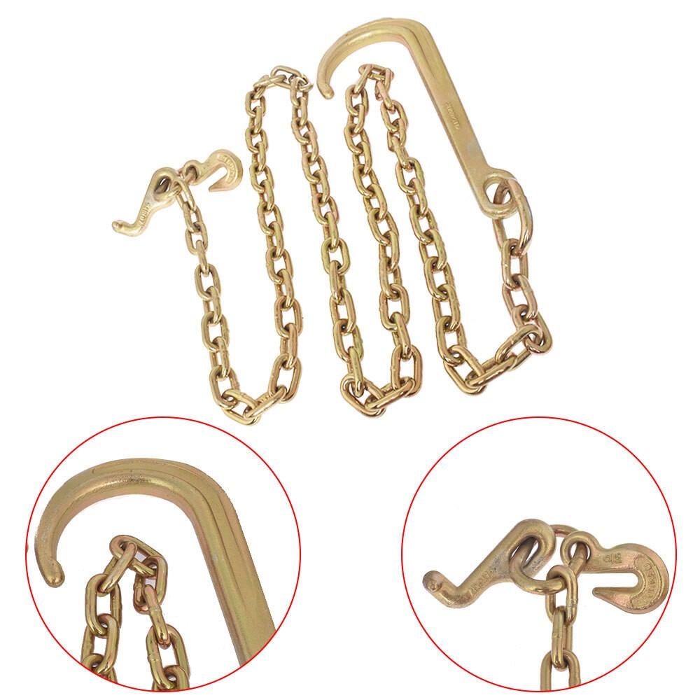 Tow Chain 15" J Hook Mini Grab Hook 5/16 x 8 FT Grade 70 Welded