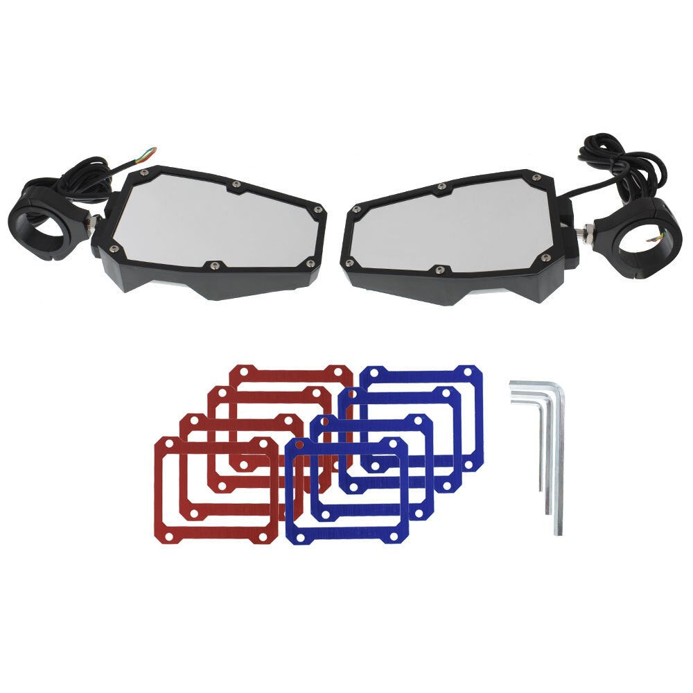 LED Rear View Side Mirrors for Polaris RZR 1.75"-2" Roll Cage UTV