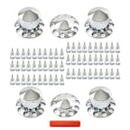 Chrome 33mm Spiked Hub Cover Kit Front & Rear Semi Truck Wheel Axle Caps