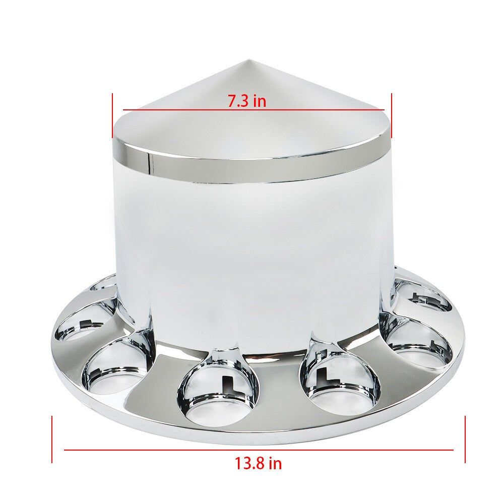Chrome 33mm Spiked Hub Cover Kit Front & Rear Semi Truck Wheel Axle Caps