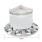 Chrome 33mm Spiked Hub Cover Kit Front & Rear Semi Truck Wheel Axle Caps