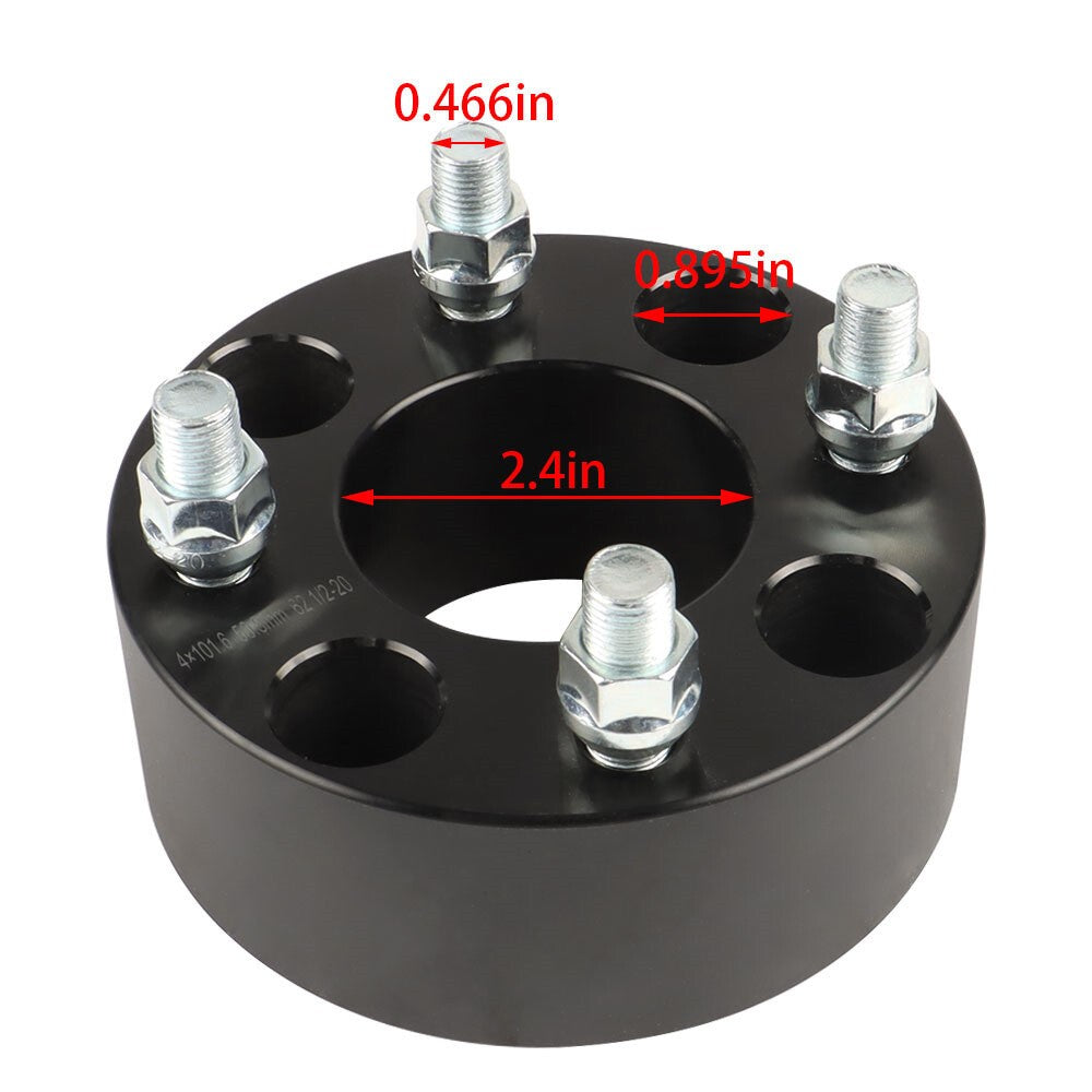 2" Wheel Spacers 62mm Hub Bore Set of 4 for EZGO EZ GO Golf Cart Club Car Black