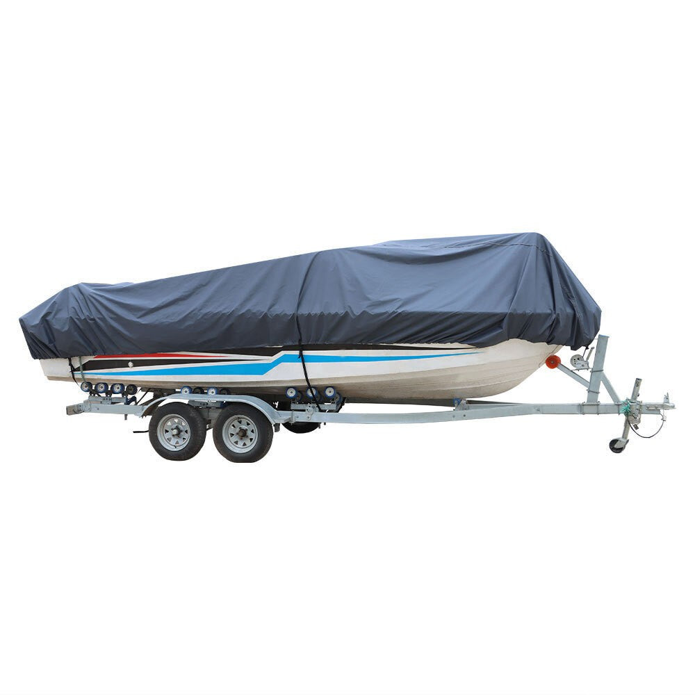 Boat Cover Gray 600D Marine Grade Polyester Canvas Trailerable Waterproof