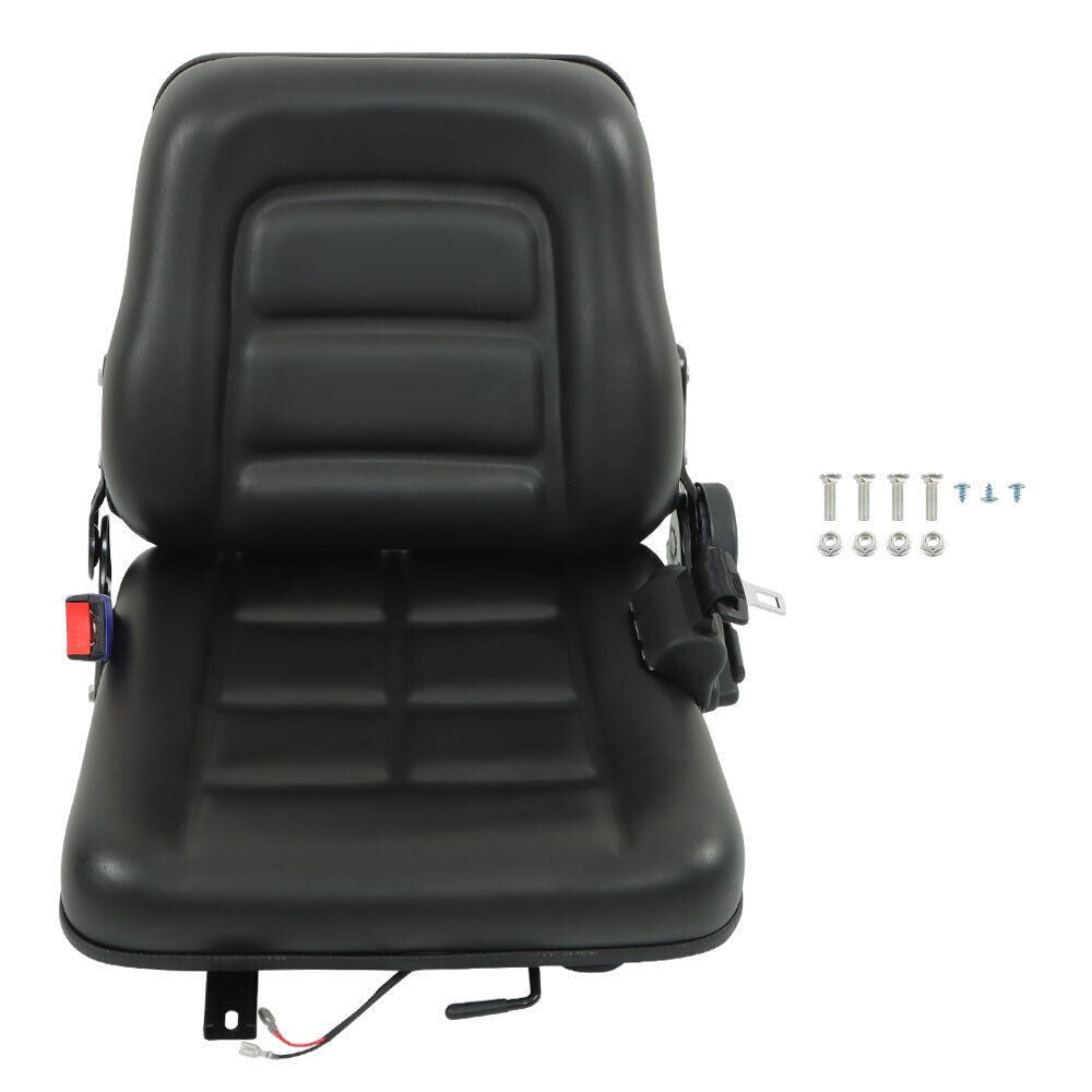 Universal Forklift Seat Fold Down Tractor Seat Adjustable Back & Seatbelt