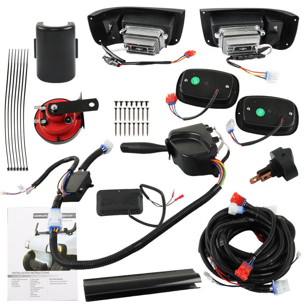 For Club Car DS Golf Cart 12V LED Light Kit Headlight Tail Lights Horn Brake