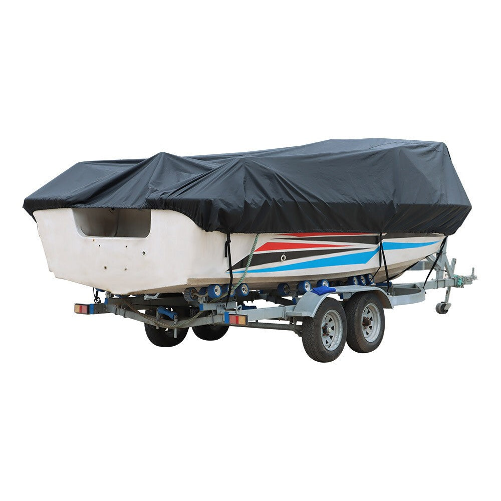 New Boat Cover V-Hull Runabouts Black Yacht Cover 420D 11-13ft Waterproof