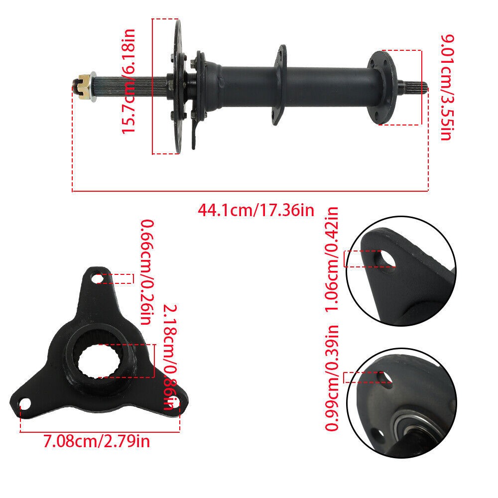 For Go Kart ATV UTV Golf 3 Stud Wheels 40" Rear Differential Axle Kits