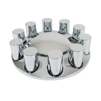Chrome Front Axle Wheel Cover Hub Cap 33mm Thread-On Flat Head Lug Nuts Truck