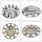 Chrome Front Axle Wheel Cover Hub Cap 33mm Thread-On Flat Head Lug Nuts Truck