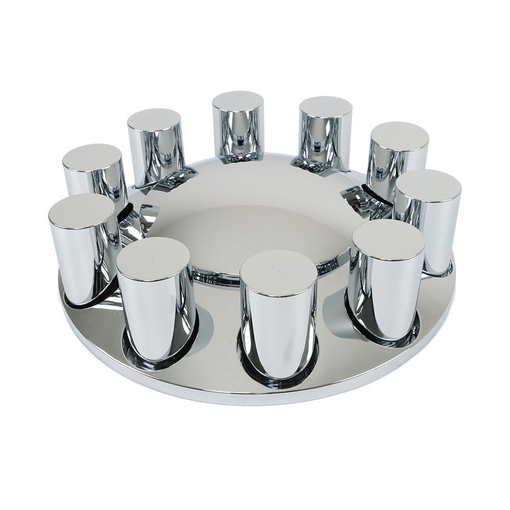 33mm Chrome Front Axle Wheel Cover Thread-On Hub Cap with Flat Head Lug Nuts