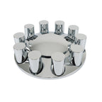 Chrome 33mm Thread-On Hubcap Kit Front Axle Wheel Cover with Flat Head Lug Nuts