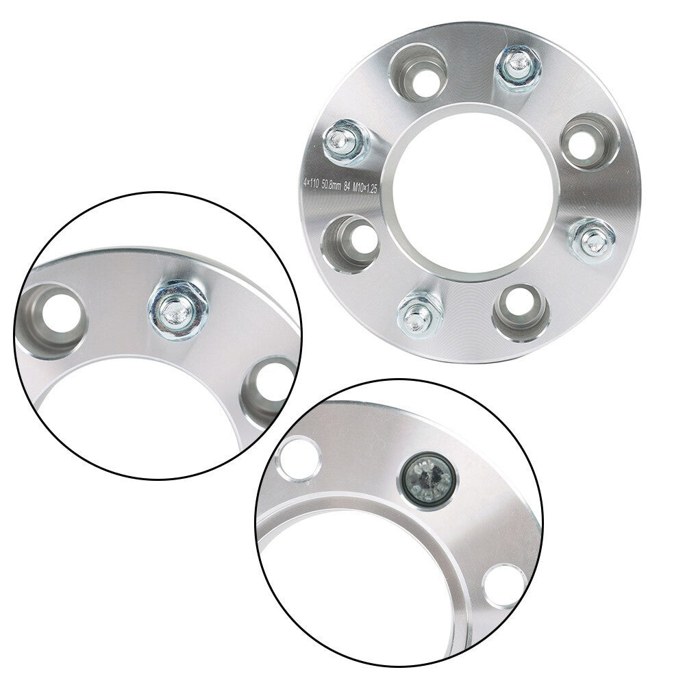2pcs 2" 4x110 Wheel Spacer 74mm M10x1.25 for Honda Rancher 350 2000-2009 Silver