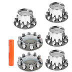 Chrome Hub Cover Kit 33mm Front & Rear Lug Semi Truck Wheel Axle Covers